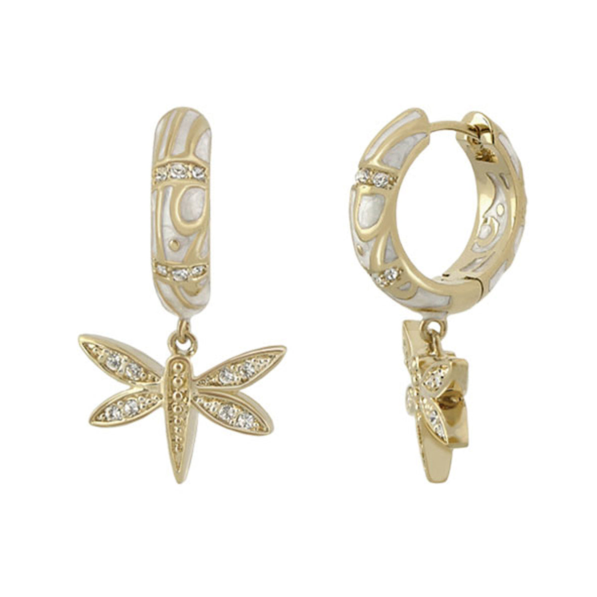 Charming 2 Earrings Dragonfly Drop gold-tone hoops with crystal dragonfly charms Lauren G Adams on Tampa Home & Garden Store