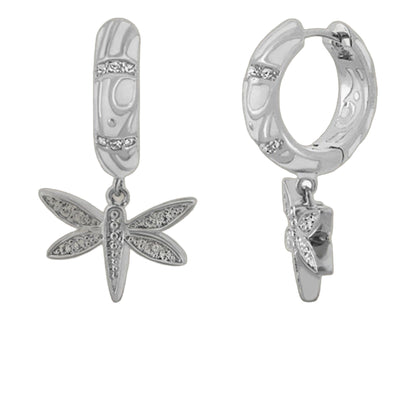 Charming 2 Earrings Dragonfly Drop silver-tone hoops with pavé dragonfly charms Lauren Adams on Tampa Home & Garden Store