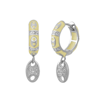 Charming 2 Earrings Pavé Oval Drop by Lauren G Adams; enamel, silver-tone, pavé crystals, pair on Tampa Home & Garden Store