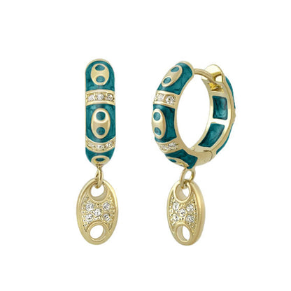 Charming 2 Earrings — Pavé Oval Drop by Lauren G Adams, teal enamel with diamond pavé on Tampa Home & Garden Store