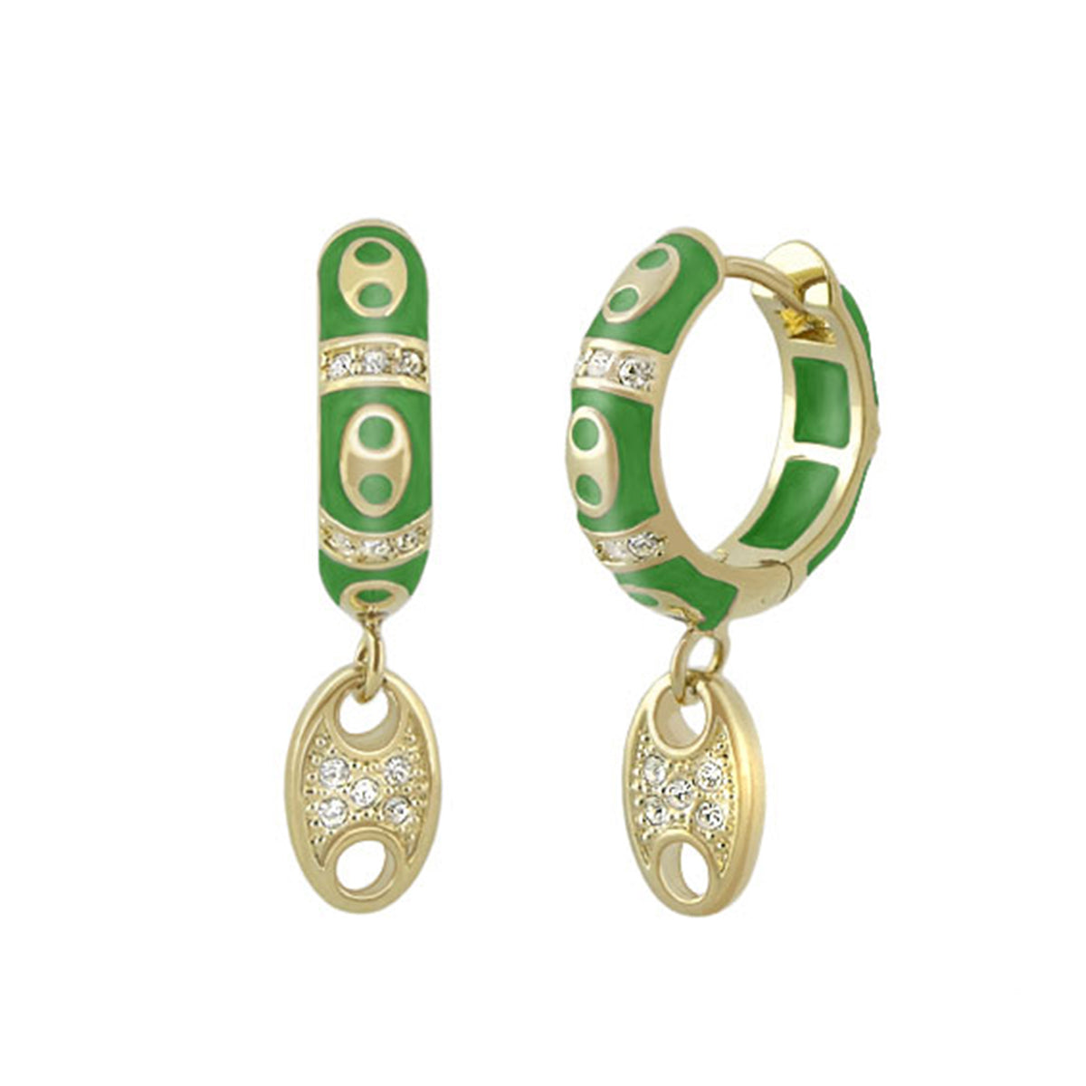 Charming 2 Earrings by Lauren G Adams; green enamel pavé oval drop with crystal accents on Tampa Home & Garden Store