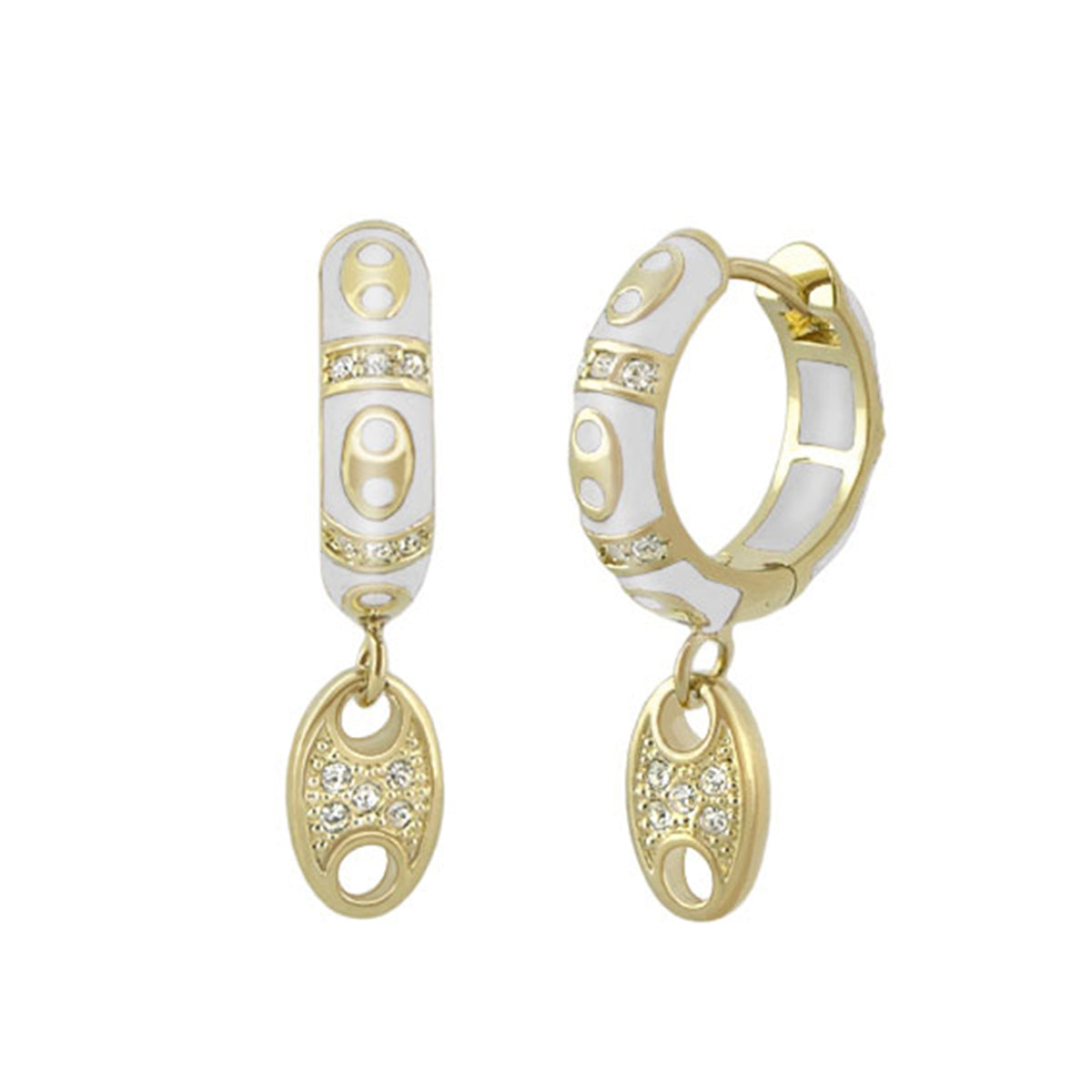 Charming 2 Earrings Pavé Oval Drop Lauren G Adams gold hoops with enamel and crystal pave drops on Tampa Home & Garden Store