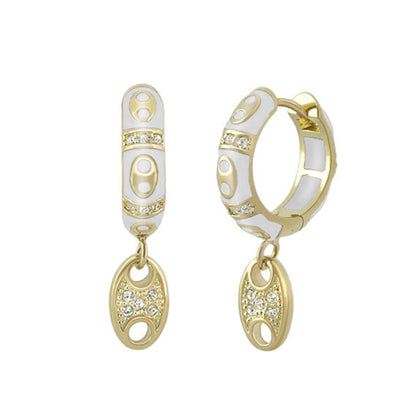 Charming 2 Earrings Pavé Oval Drop Lauren G Adams gold hoops with enamel and crystal pave drops on Tampa Home & Garden Store