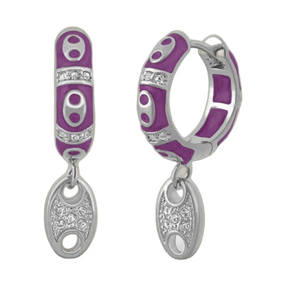 Charming 2 Earrings pave oval drop purple enamel with diamond accents by Lauren G Adams on Tampa Home & Garden Store