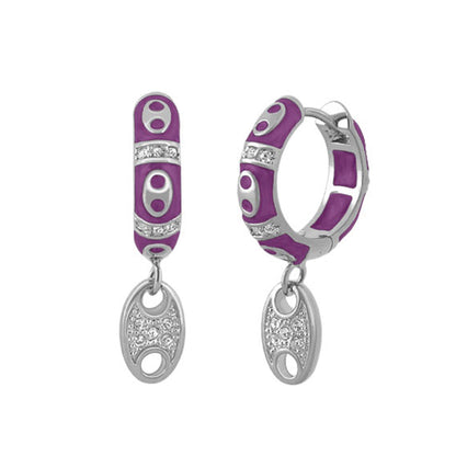 Charming 2 Earrings Pavé Oval Drop purple enamel with silver-toned pavé band by Lauren G Adams on Tampa Home & Garden Store