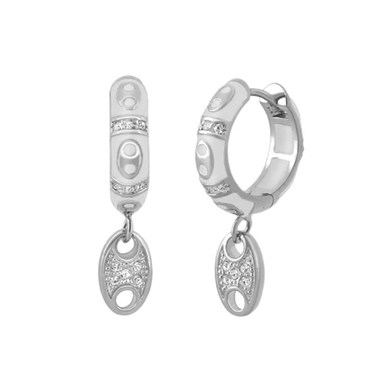 Earrings Charming 2 Pave Oval Drop - silver-tone with pave accents by Lauren G Adams on Tampa Home & Garden Store