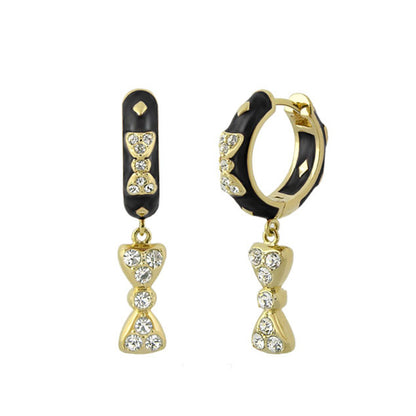 Charming 2 Bow Drop earrings in gold with black enamel and crystal accents by Lauren G Adams on Tampa Home & Garden Store