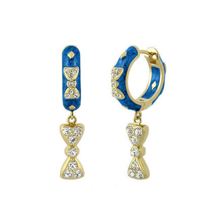 Charming 2 Earrings Bow Drop blue enamel gold-tone with crystal bow dangles Lauren G Adams on Tampa Home & Garden Store
