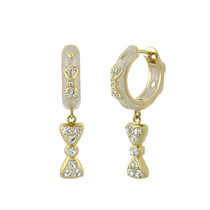 Charming 2 Bow Drop Earrings, gold-tone with clear crystals, Lauren G Adams earrings on Tampa Home & Garden Store