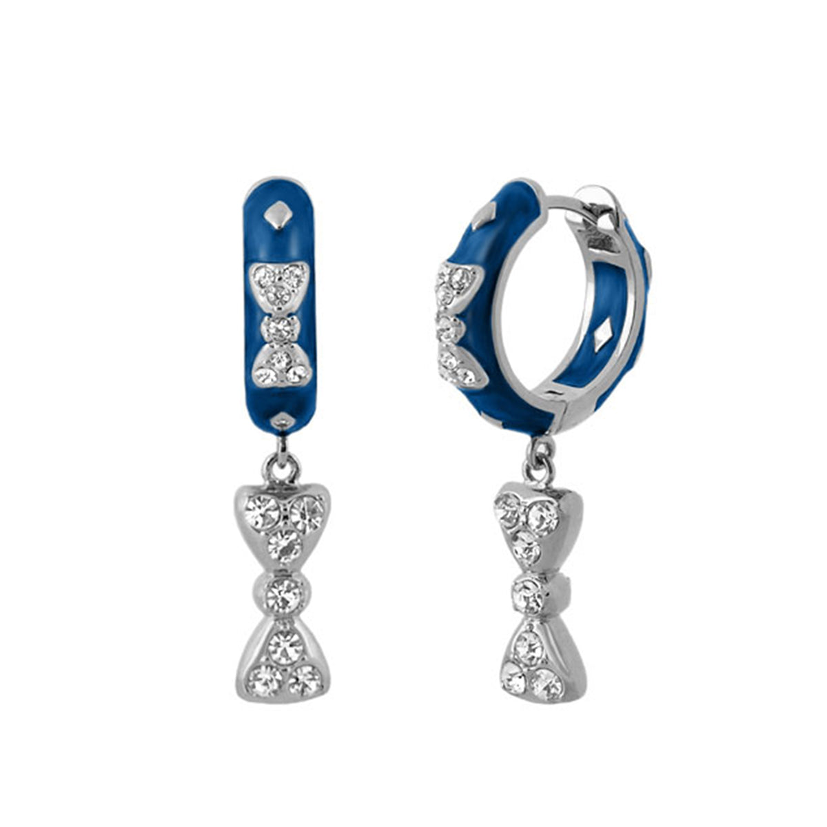 Charming 2 Earrings Bow Drop by Lauren G Adams blue enamel bar with crystal bows on Tampa Home & Garden Store
