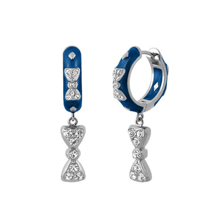 Charming 2 Earrings Bow Drop by Lauren G Adams blue enamel bar with crystal bows on Tampa Home & Garden Store