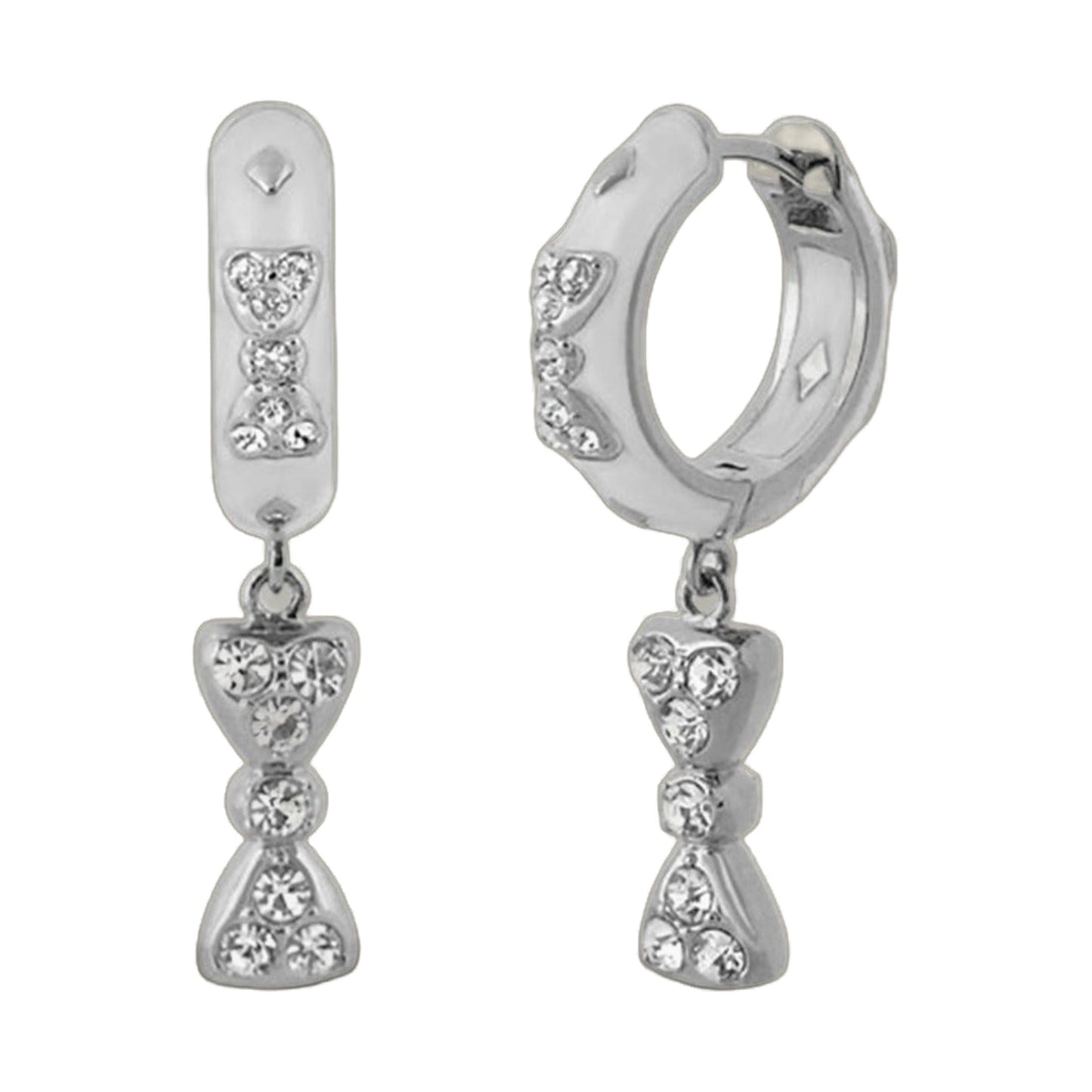 Charming 2 Earrings Bow Drop by Lauren G Adams, silver-tone crystal drop earrings on Tampa Home & Garden Store