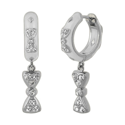 Charming 2 Earrings Bow Drop by Lauren G Adams, silver-tone crystal drop earrings on Tampa Home & Garden Store