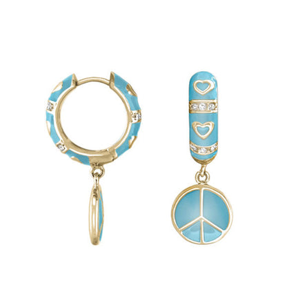2 turquoise Peace Sign Drop earrings in gold trim by Lauren G Adams on Tampa Home & Garden Store