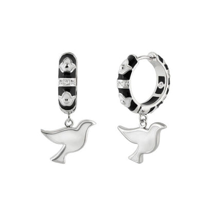 Peace and Dove Earrings pair, silver-tone hoops with black enamel by Lauren G Adams on Tampa Home & Garden Store