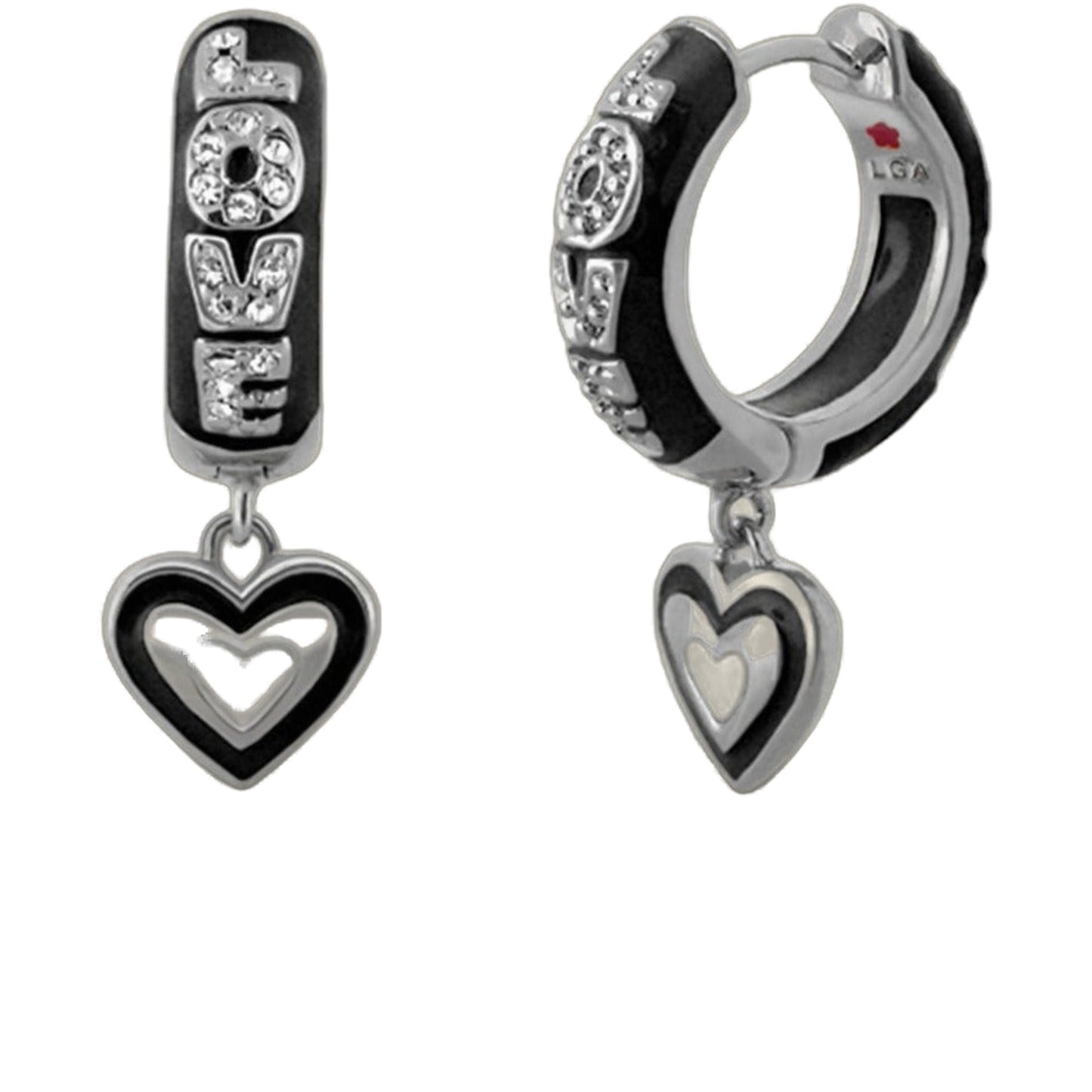 Charming 2 Earrings Open Heart Drop by Lauren G Adams; silver-tone enamel crystal heart charms on Tampa Home & Garden Store