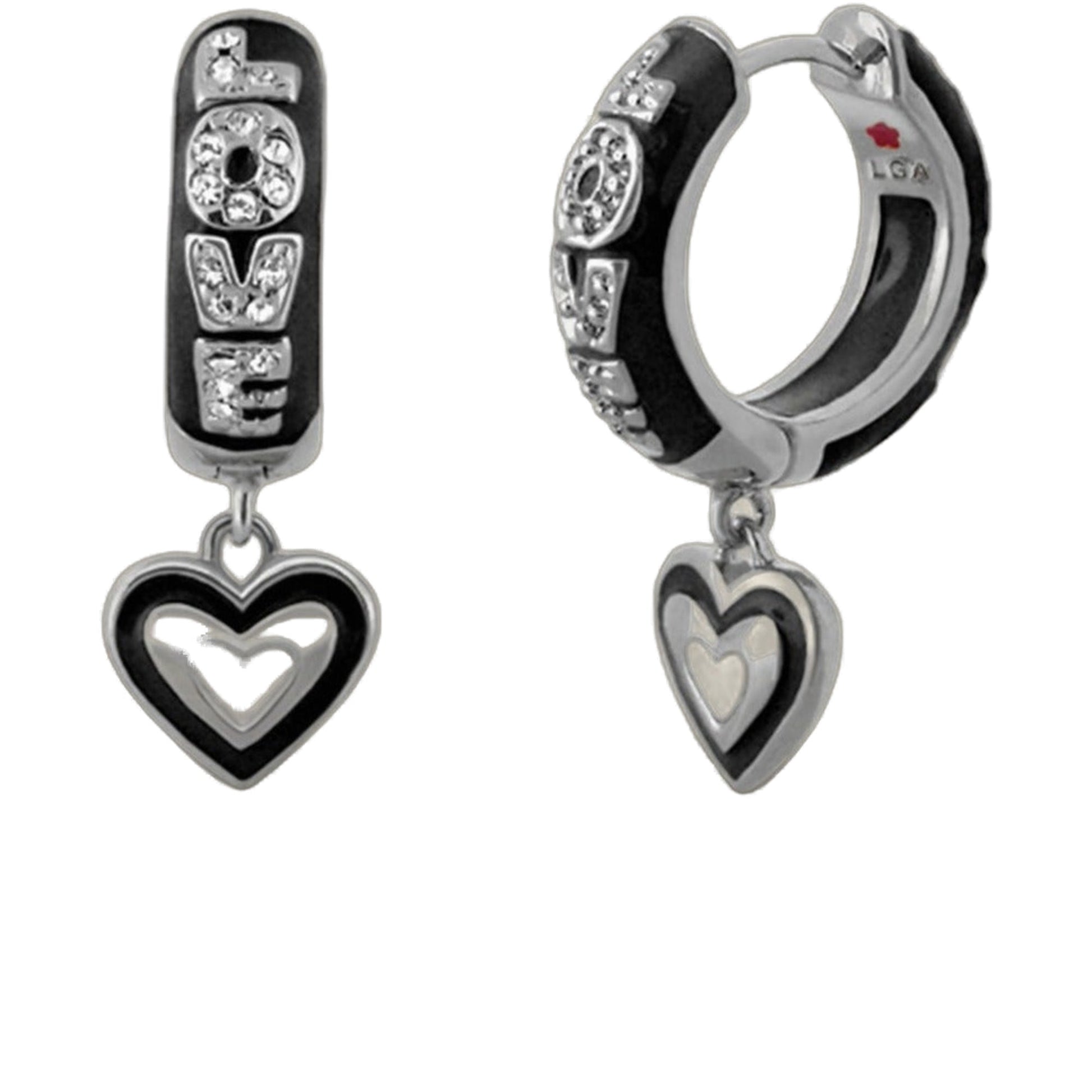 Charming 2 Earrings Open Heart Drop by Lauren G Adams; silver-tone enamel crystal heart charms on Tampa Home & Garden Store