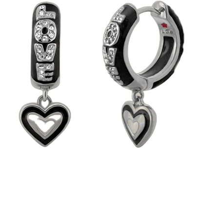 Charming 2 Earrings Open Heart Drop by Lauren G Adams; silver-tone enamel crystal heart charms on Tampa Home & Garden Store