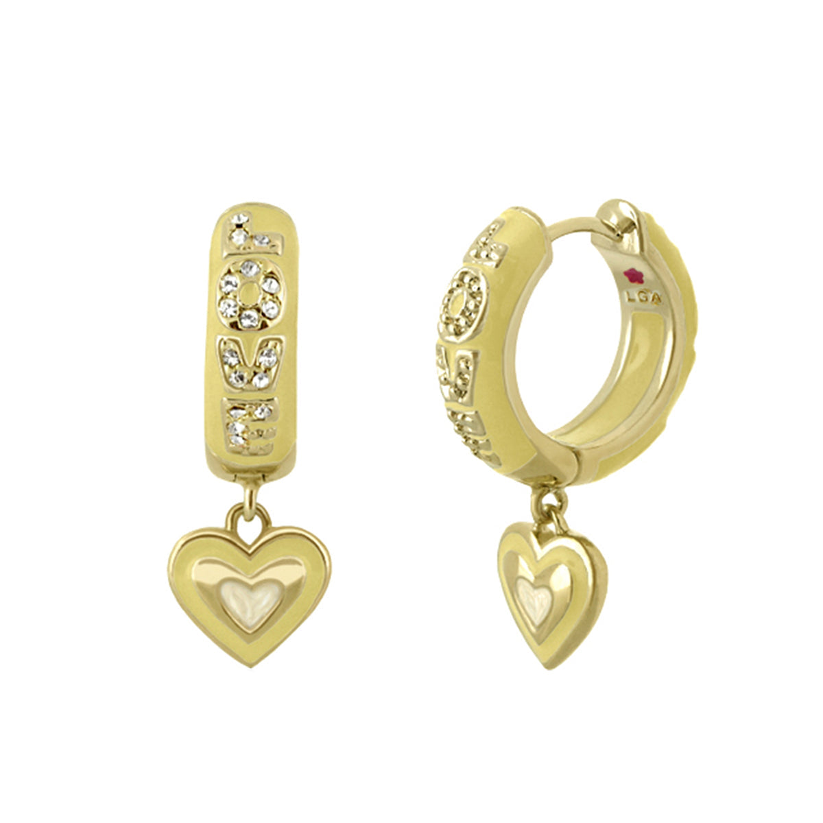 Gold-tone Charming 2 Earrings Open Heart Drop by Lauren G Adams with crystal accents on Tampa Home & Garden Store