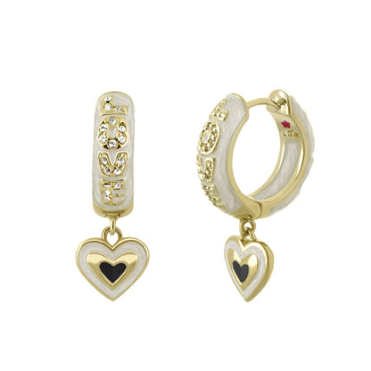 Charming 2 Earrings Open Heart Drop gold hoop with enamel heart charm by Lauren G Adams on Tampa Home & Garden Store