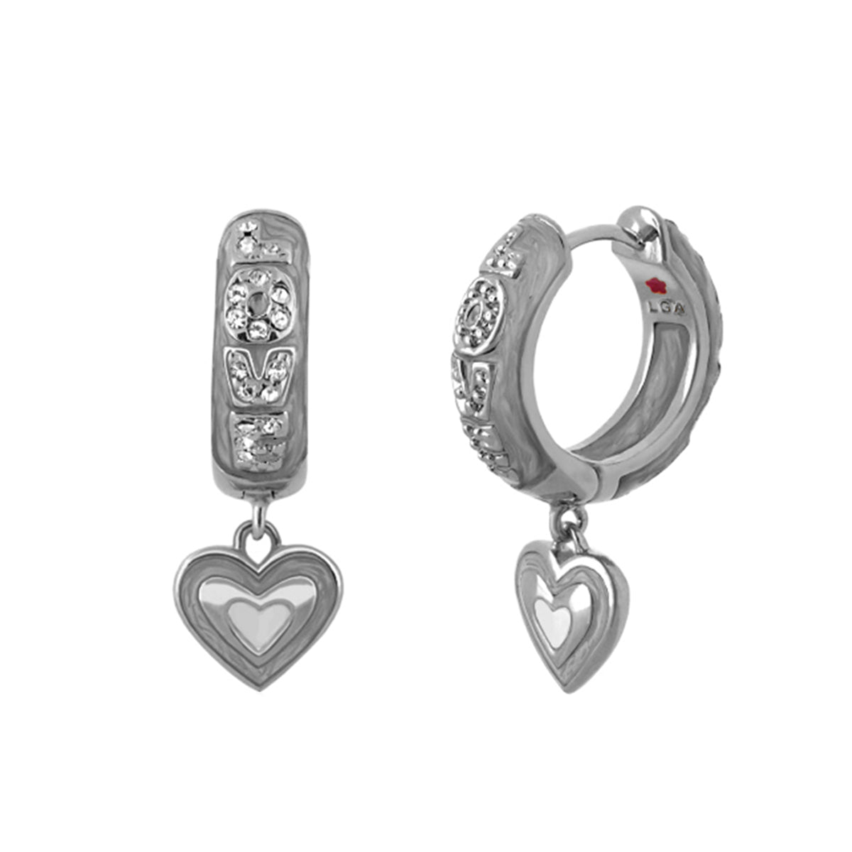 Charming 2 Earrings — Open Heart Drop by Lauren G Adams, crystal heart charm on Tampa Home & Garden Store