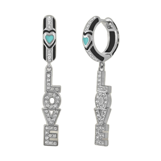 Love Letter Drop earrings pair by Lauren G Adams turquoise hearts and pavé diamonds on silver on Tampa Home & Garden Store