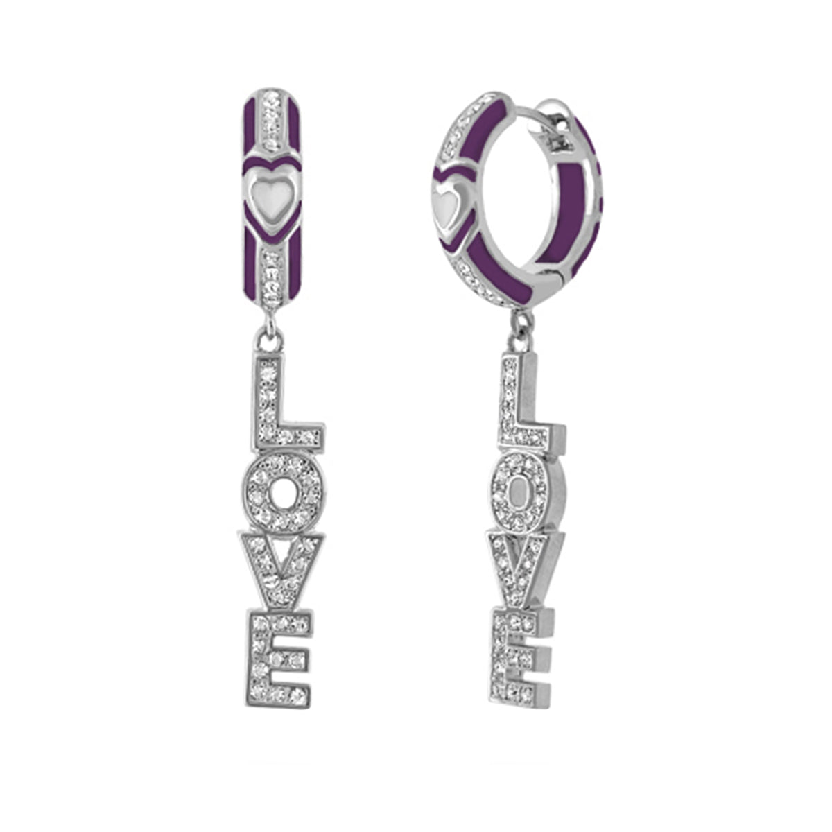 Love Letter Drop earrings in silver with purple enamel and diamonds — Lauren G Adams on Tampa Home & Garden Store