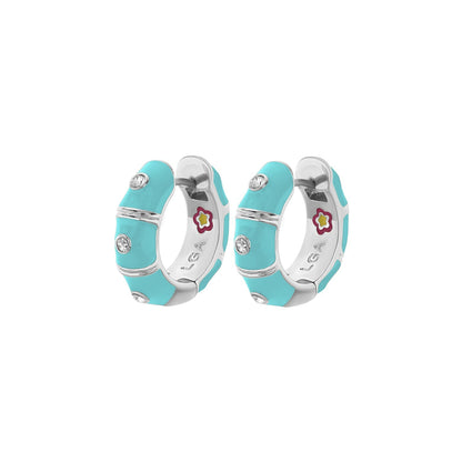 Tiny Dots Earrings turquoise enamel hoop pair with crystal accents by Lauren G Adams on Tampa Home & Garden Store