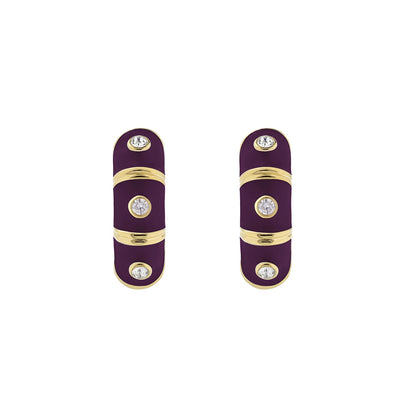 Tiny Dots Earrings by Lauren G Adams, purple enamel with gold bands and crystal accents, pair on Tampa Home & Garden Store