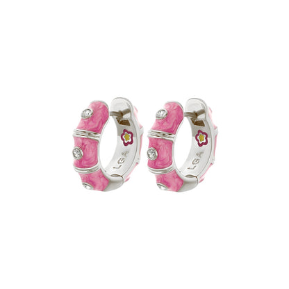 Tiny Dots earrings pink enamel hoops with crystal accents by Lauren G Adams, 2 pcs on Tampa Home & Garden Store