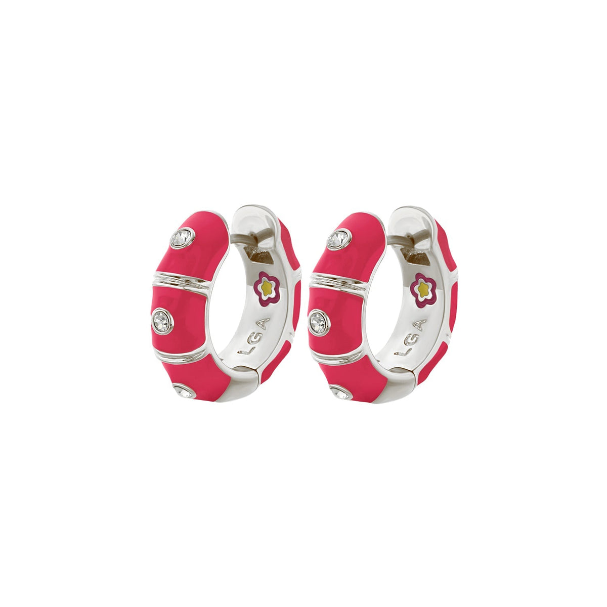 Tiny Dots Earrings pink enamel hoop with crystals and accent by Lauren G Adams, set of 2 on Tampa Home & Garden Store