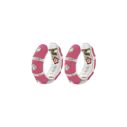 Tiny Dots Earrings by Lauren G Adams, pink enamel hoops with crystal accents, set of 2 on Tampa Home & Garden Store