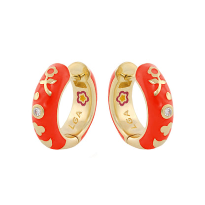 Stackable Desire Earrings red enamel hoops with gold-tone by Lauren G Adams pair on Tampa Home & Garden Store