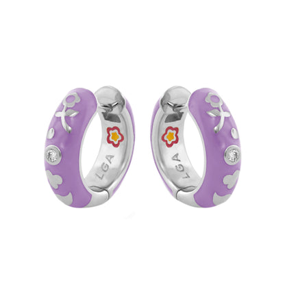 Stackable Desire Earrings purple enamel hoop pair by Lauren G Adams with crystals on Tampa Home & Garden Store