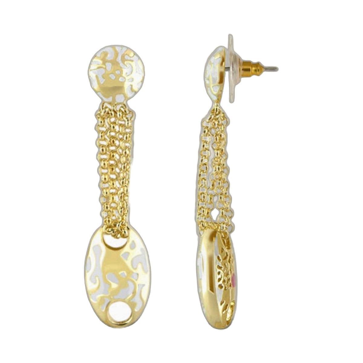 Hidden Hearts Earring pair by Lauren G Adams, vintage gold-tone textured chain danglers on Tampa Home & Garden Store