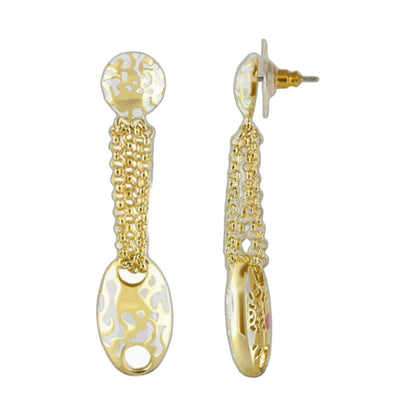 Hidden Hearts Earring pair by Lauren G Adams, vintage gold-tone textured chain danglers on Tampa Home & Garden Store