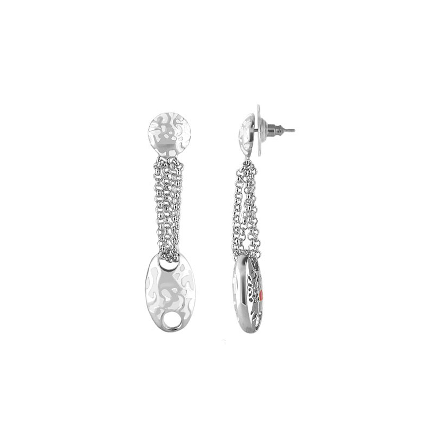 Hidden Hearts Earrings by Lauren G Adams, vintage silver-tone studs with chain tassels on Tampa Home & Garden Store