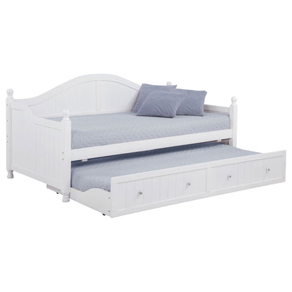 Twin Daybed With Trundle Storage Bed white wood blue-gray bedding storage drawers HouseOfZazla on Tampa Home & Garden Store