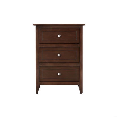 Three-drawer accent nightstand with dark brown real wood veneer by HouseOfZazla on Tampa Home & Garden Store