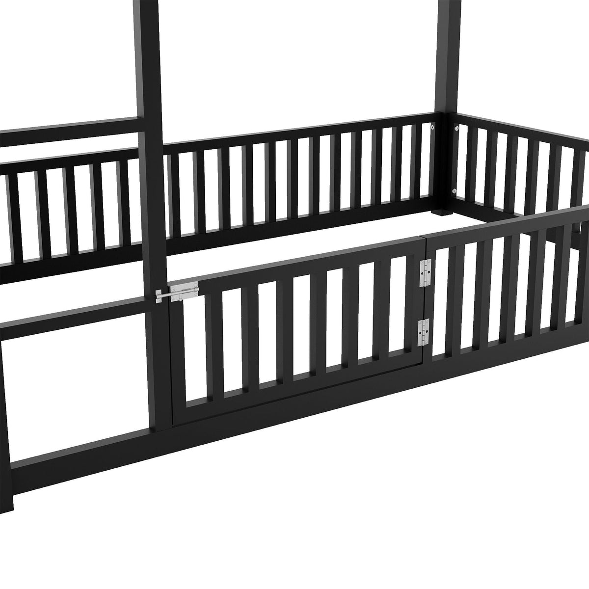 Metal House Bunk Bed with Fence and Door, black metal frame by HouseOfZazla on Tampa Home & Garden Store