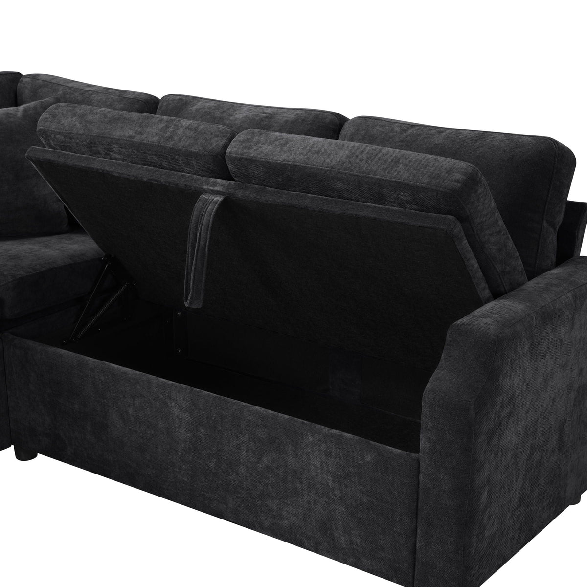 Modern L-shaped sleeper sectional sofa bed with hidden storage, charcoal upholstery on Tampa Home & Garden Store