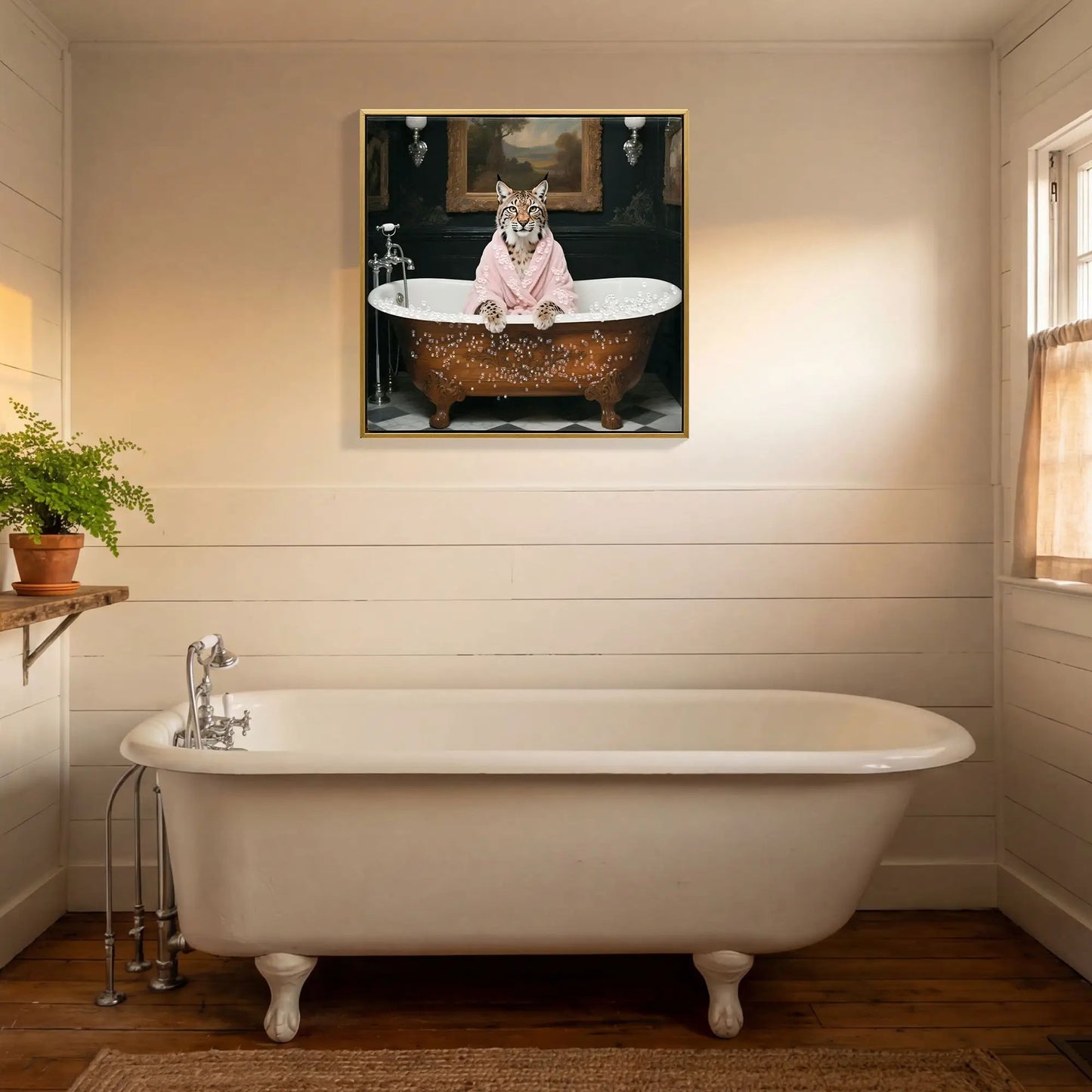 Tiger in Bathtub Art Print For Bathroom Decor