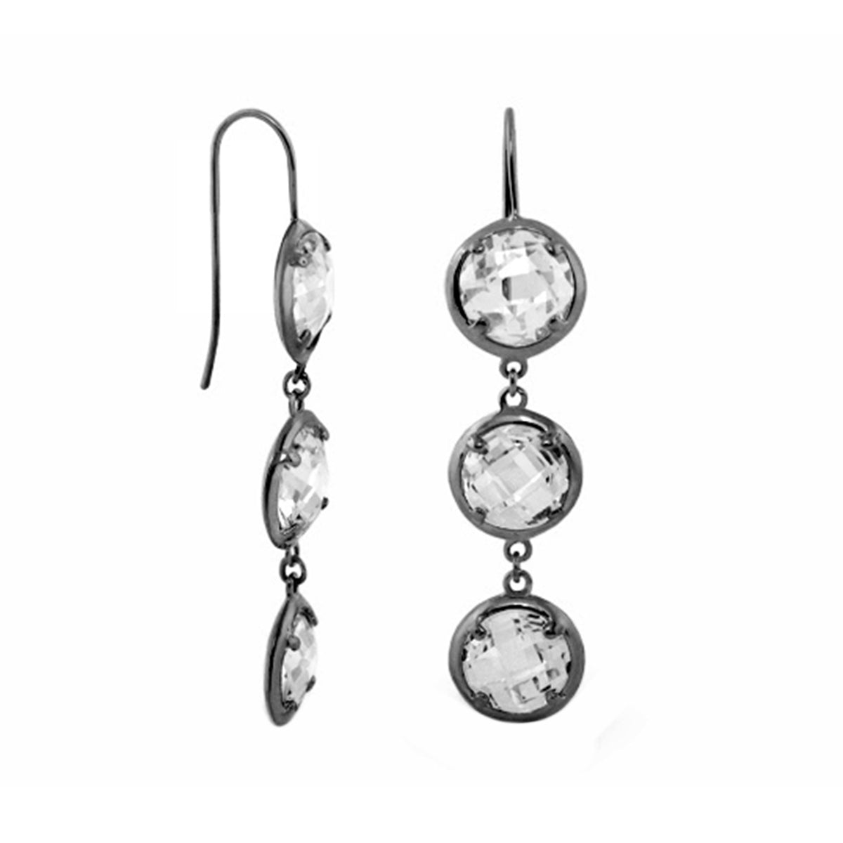 Glamour by the Yard Earrings, gunmetal-toned drop earrings with clear crystals by Lauren G Adams on Tampa Home & Garden Store