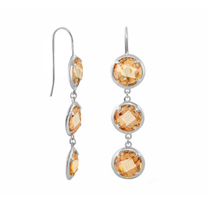 Glamour by the Yard earrings, orange faceted stones in silver settings, drop pair on Tampa Home & Garden Store