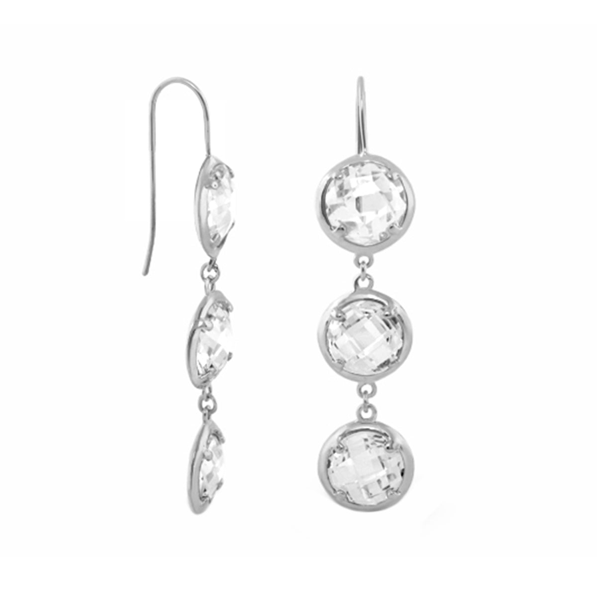 Glamour by the Yard Earrings Lauren G Adams silver-tone triple-crystal drop pair on Tampa Home & Garden Store