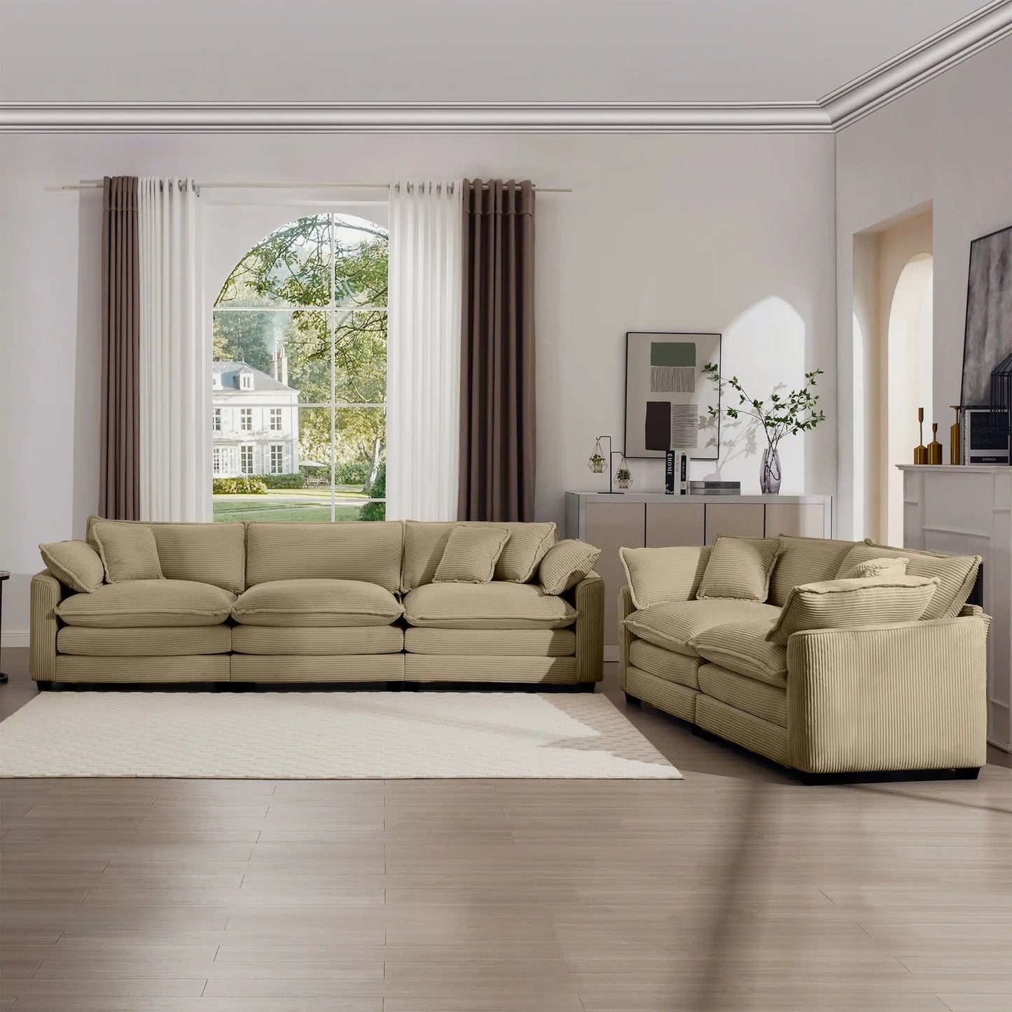 Elegant Sectional Sofa Set with Deep Seats