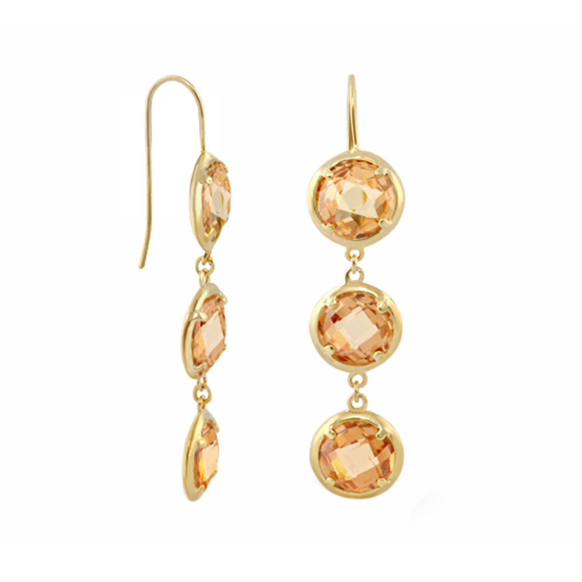 Glamour by the Yard Earrings, pair of gold drops with peach orange stones by Lauren G Adams on Tampa Home & Garden Store