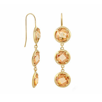 Glamour by the Yard Earrings, pair of gold drops with peach orange stones by Lauren G Adams on Tampa Home & Garden Store