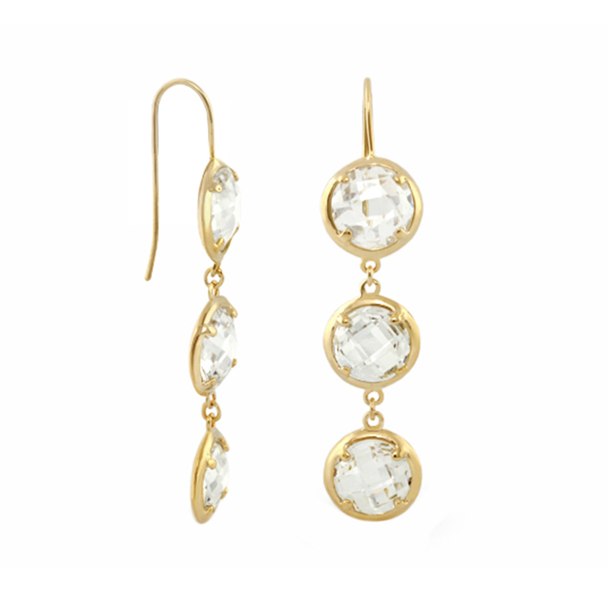 Glamour by the Yard earrings, gold-tone drops with clear crystals, Lauren G Adams, 2-piece on Tampa Home & Garden Store