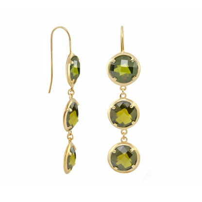 Glamour by the Yard Earrings, Lauren G Adams gold drop earrings with olive-green stones on Tampa Home & Garden Store